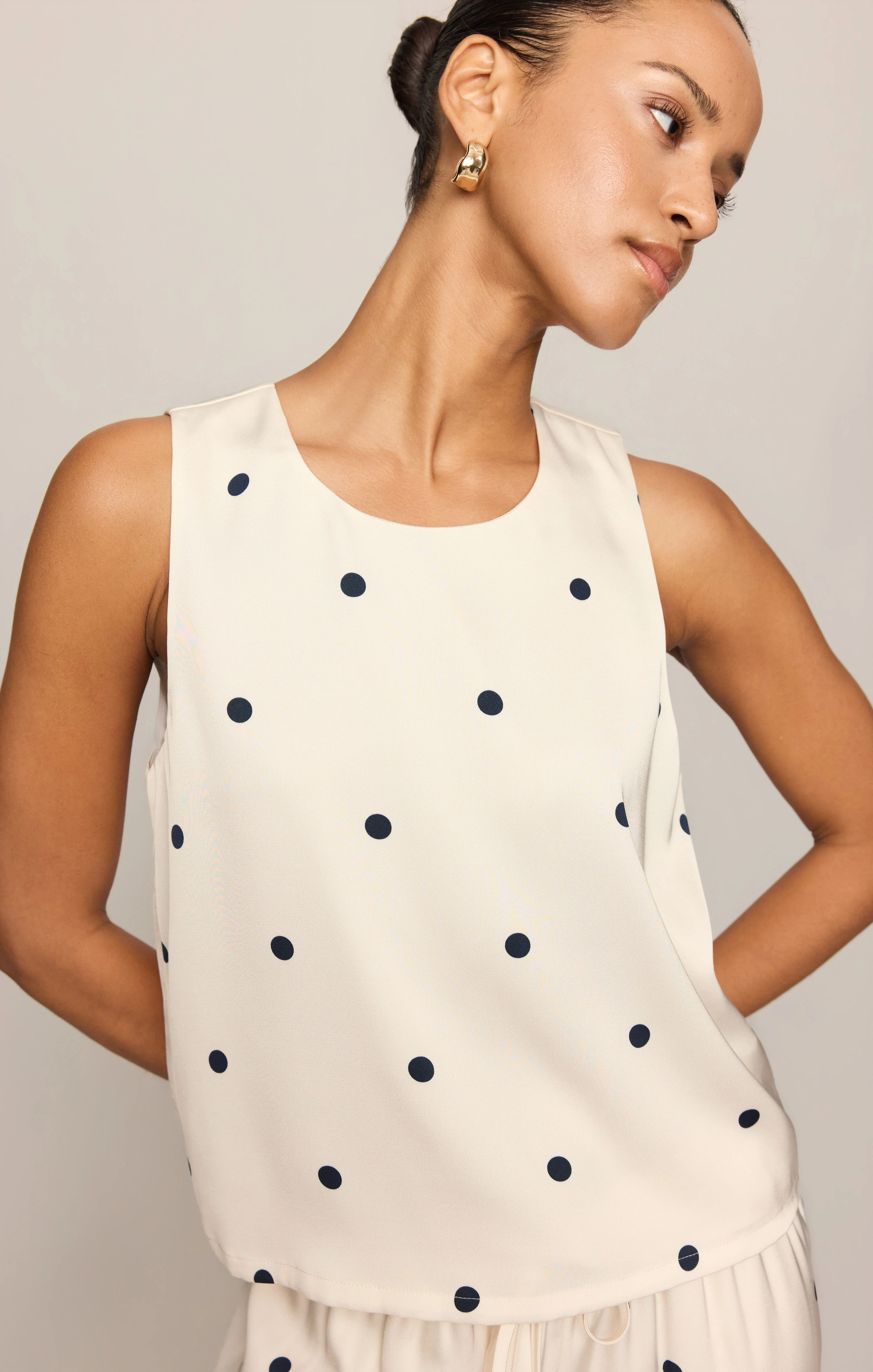 Alice Satin Dot Sleeveless Top - Image 3