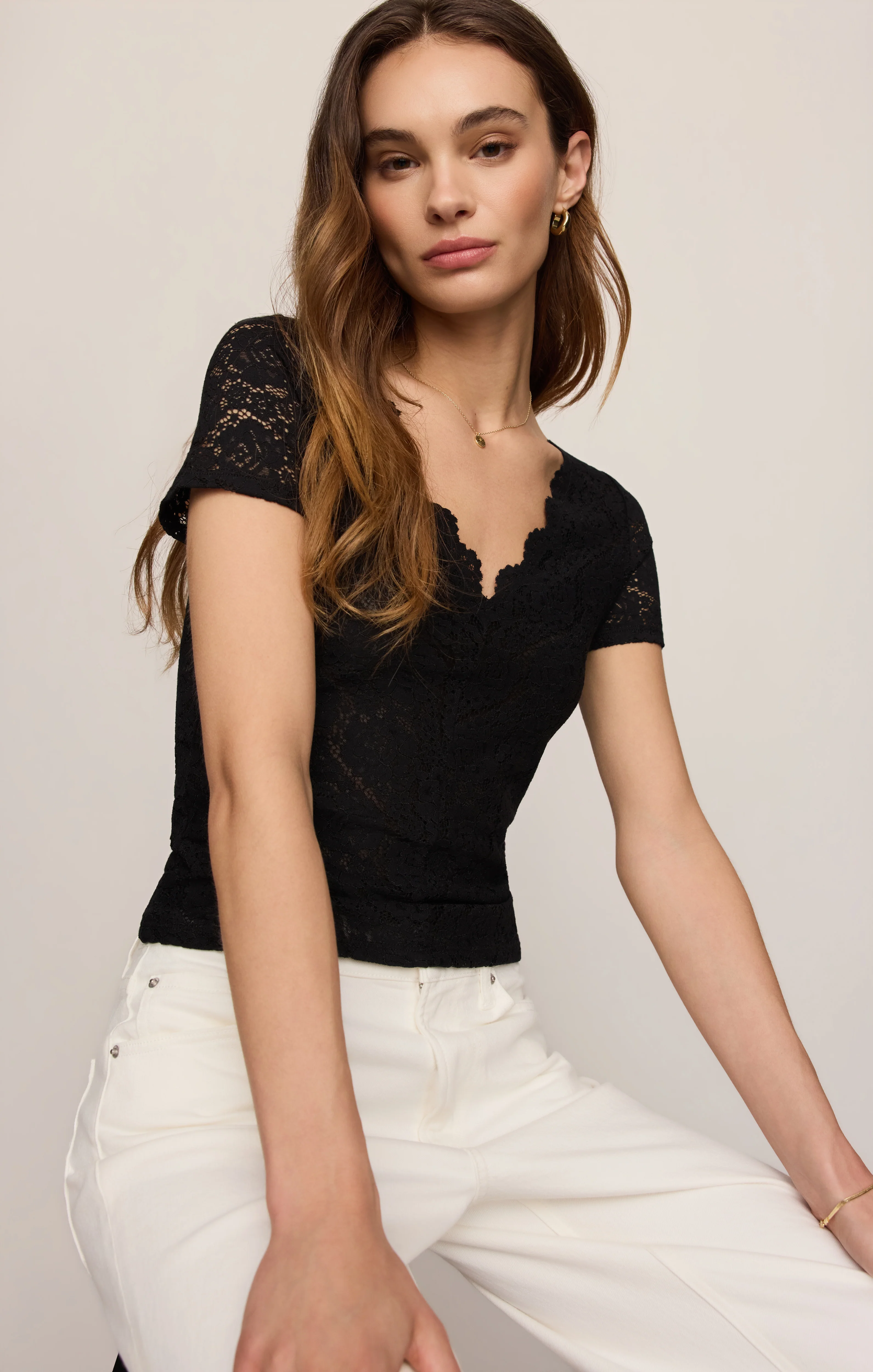 Audrey Lace Short Sleeve Top - Image 3