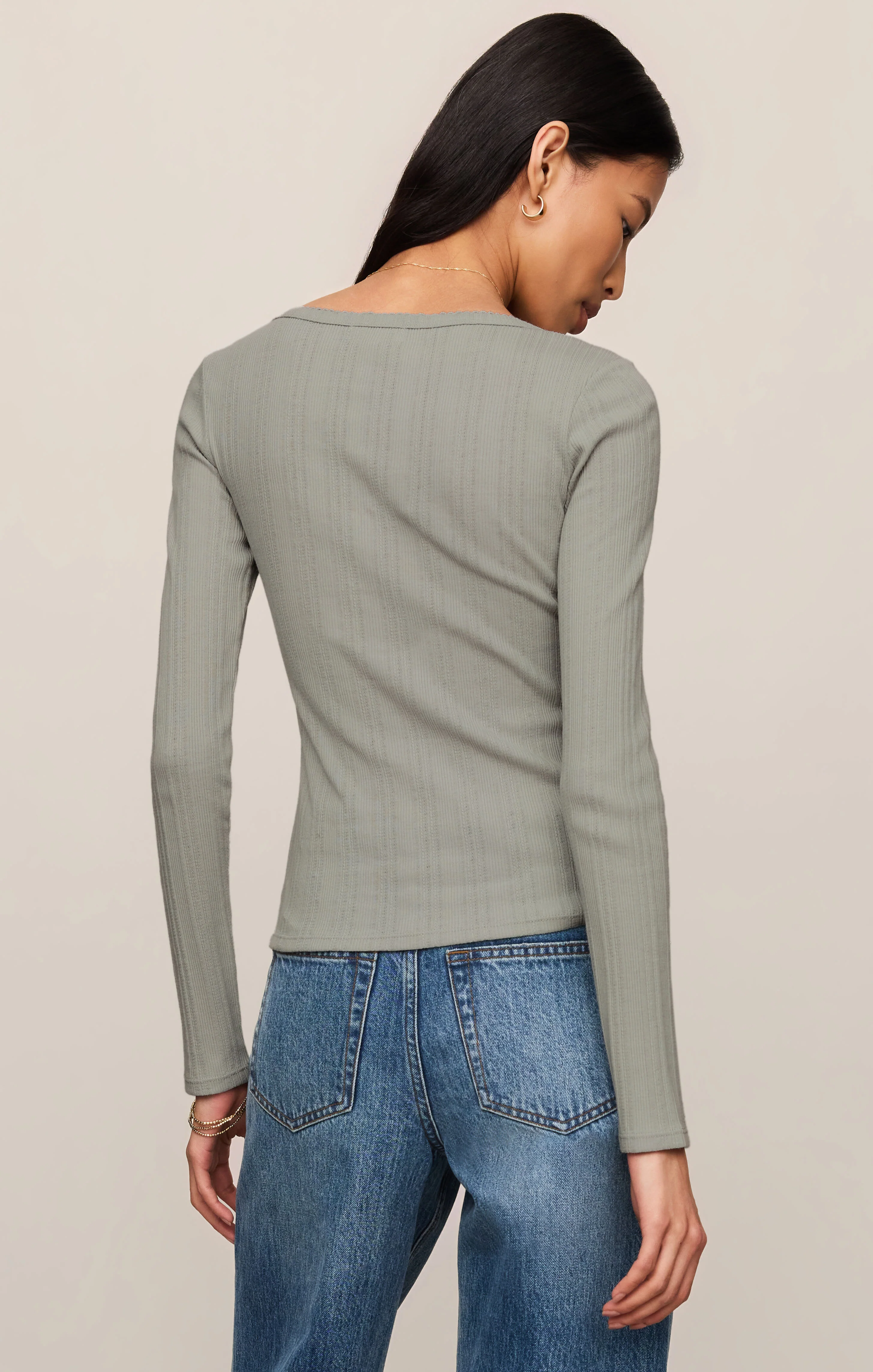 Audri Pointelle Henley Top - Image 2