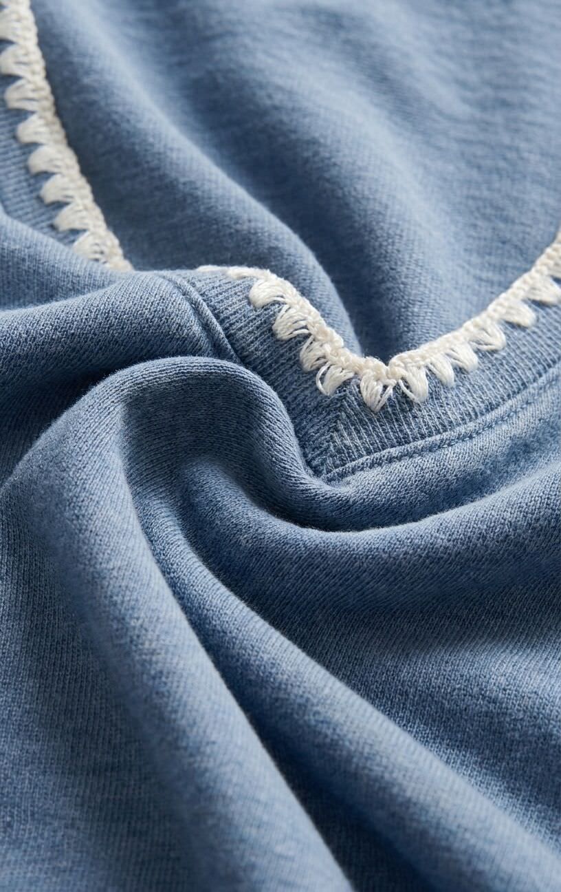 Cam Knit Denim Whipstitch Top - Image 9