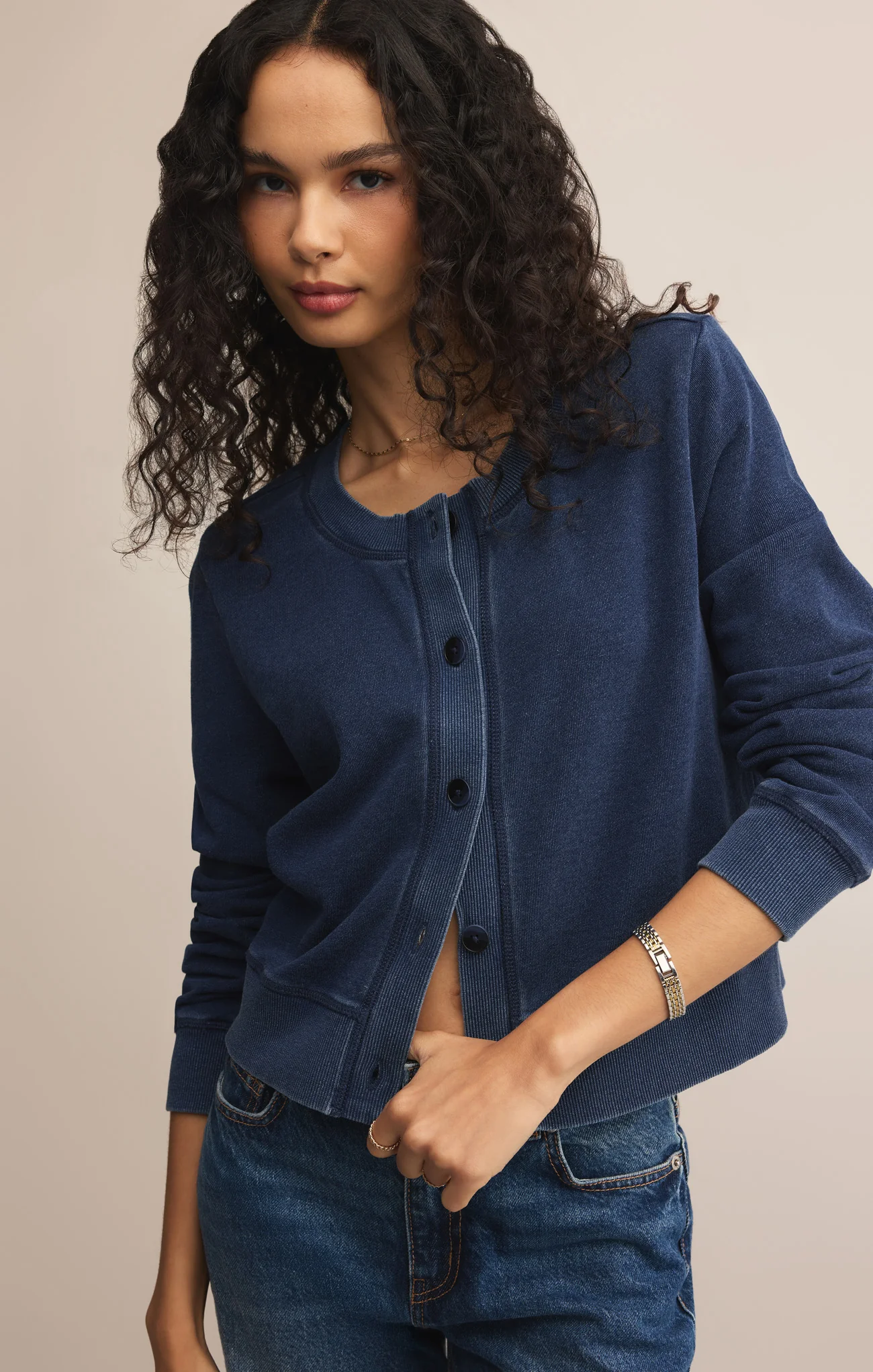 Daily Knit Denim Cardigan - Image 29