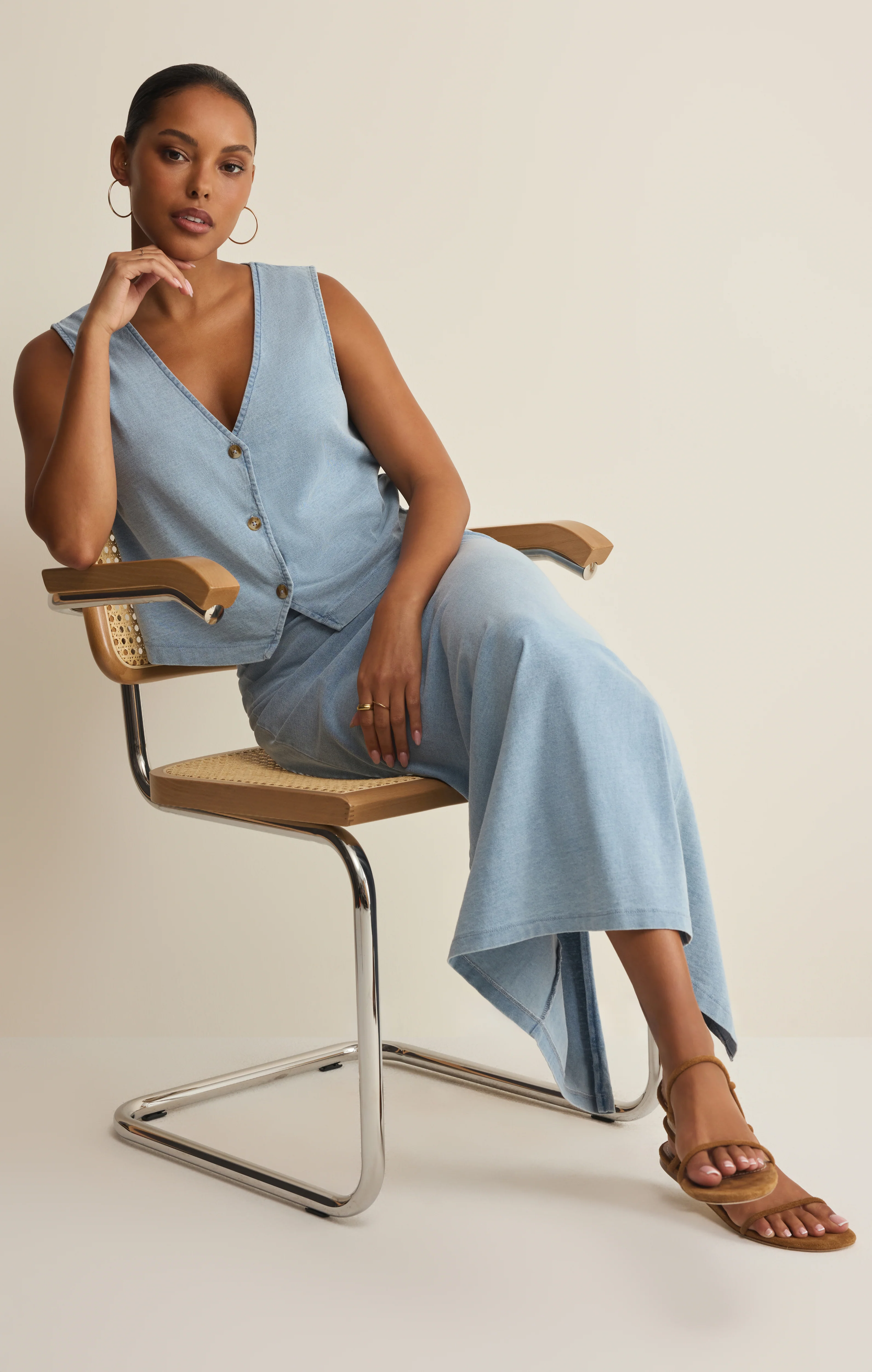 Gail Jersey Denim Midi Skirt - Image 14