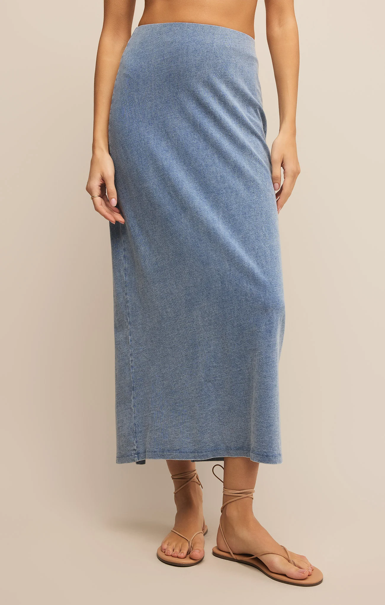 Gail Jersey Denim Midi Skirt - Image 15