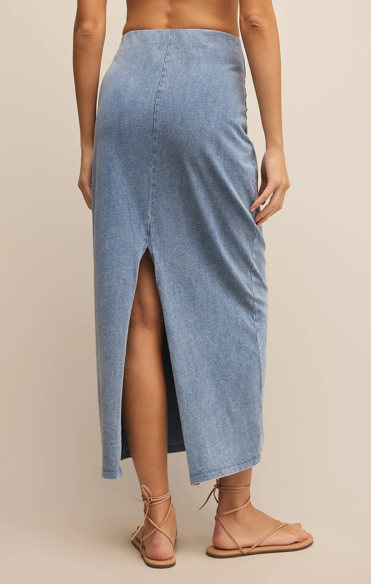 Gail Jersey Denim Midi Skirt - Image 16