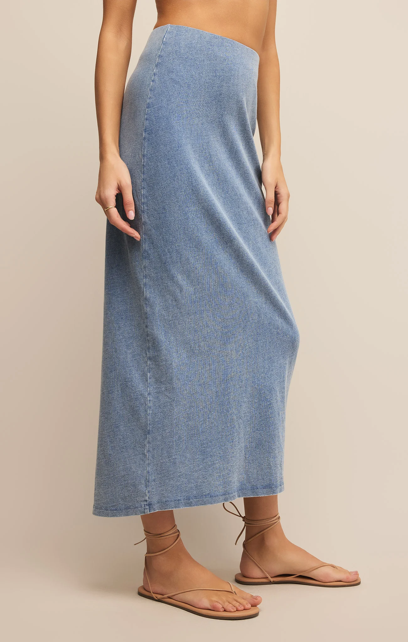 Gail Jersey Denim Midi Skirt - Image 17