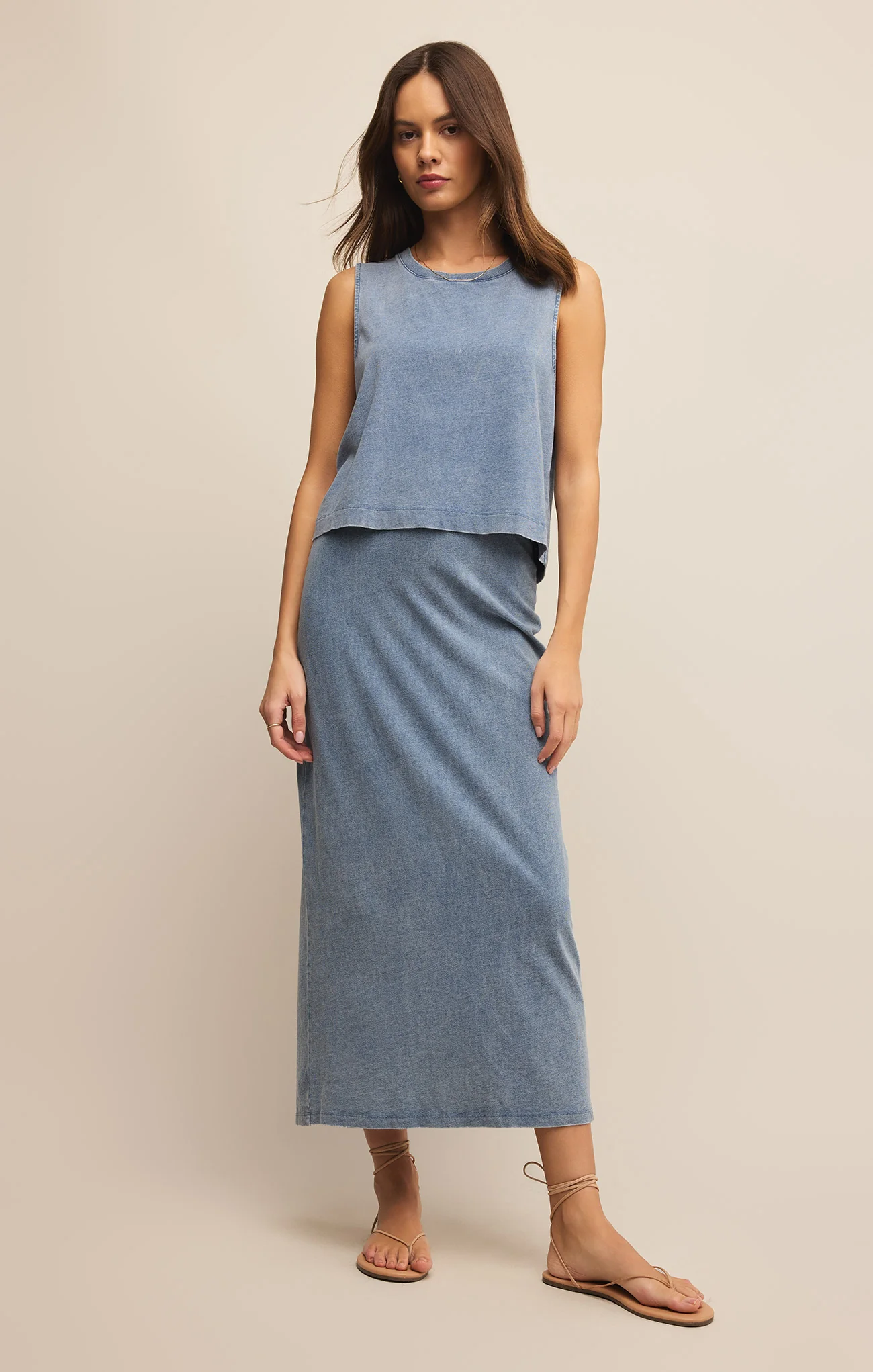 Gail Jersey Denim Midi Skirt - Image 20
