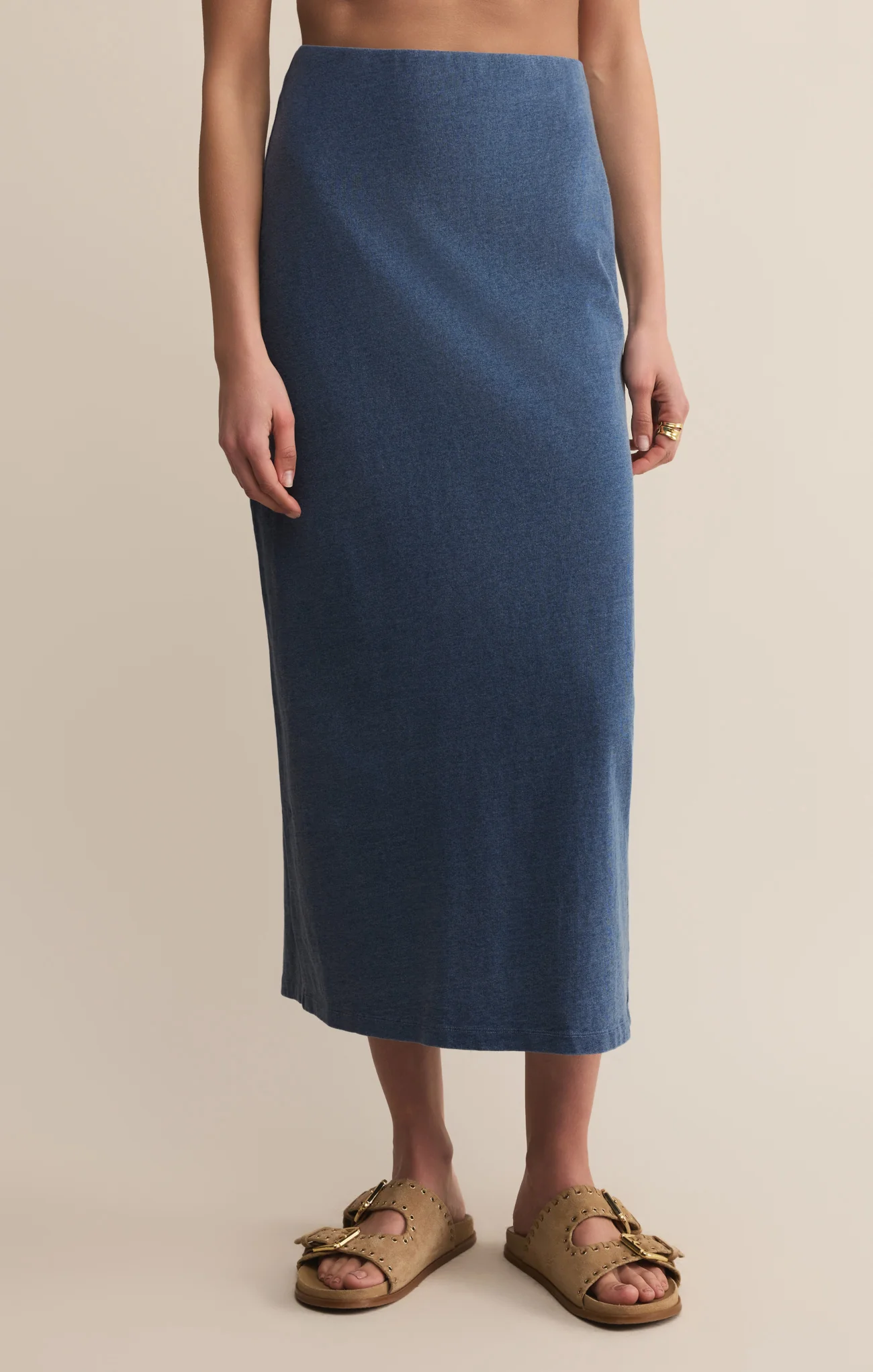 Gail Jersey Denim Midi Skirt - Image 21