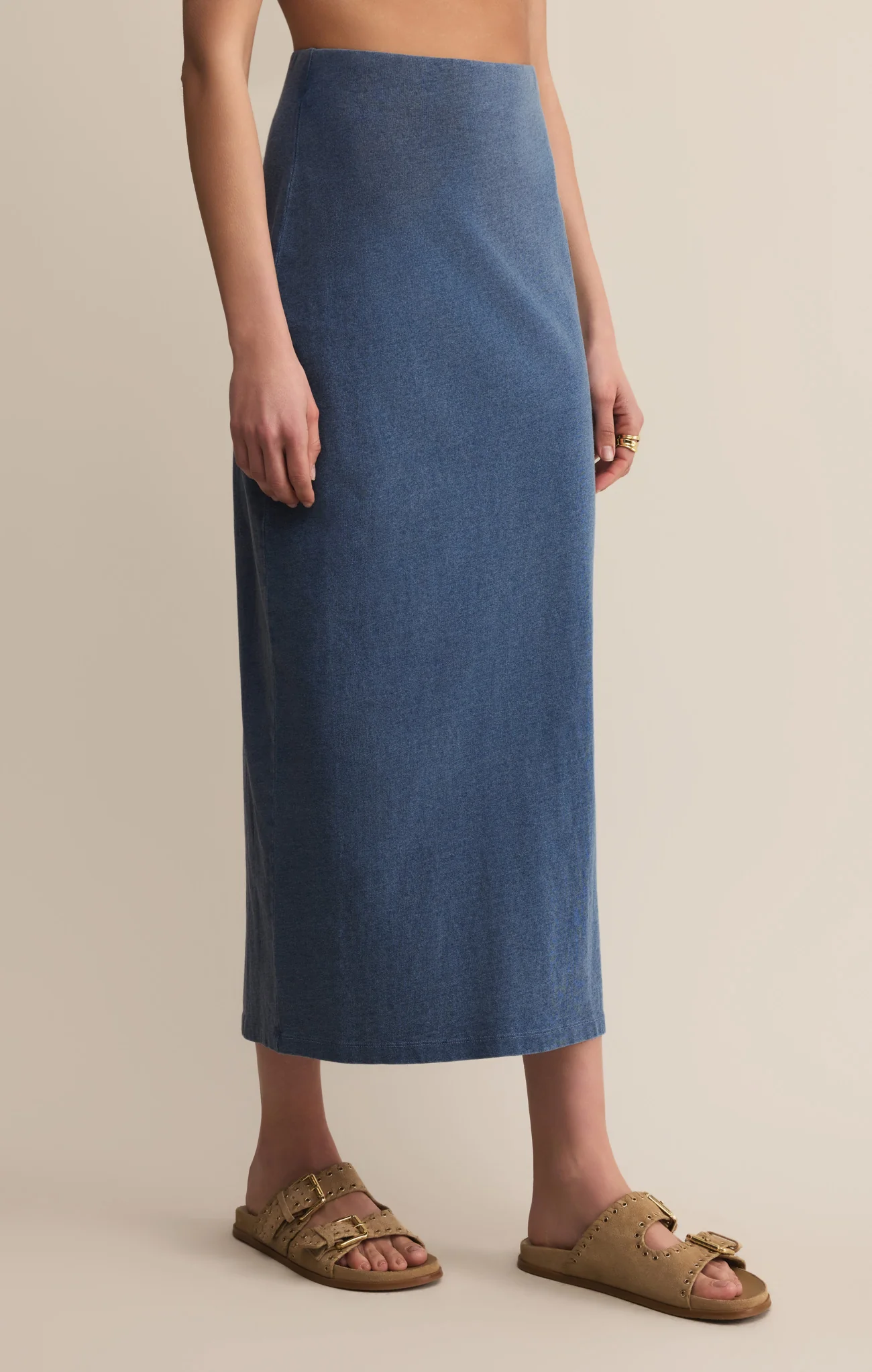 Gail Jersey Denim Midi Skirt - Image 23