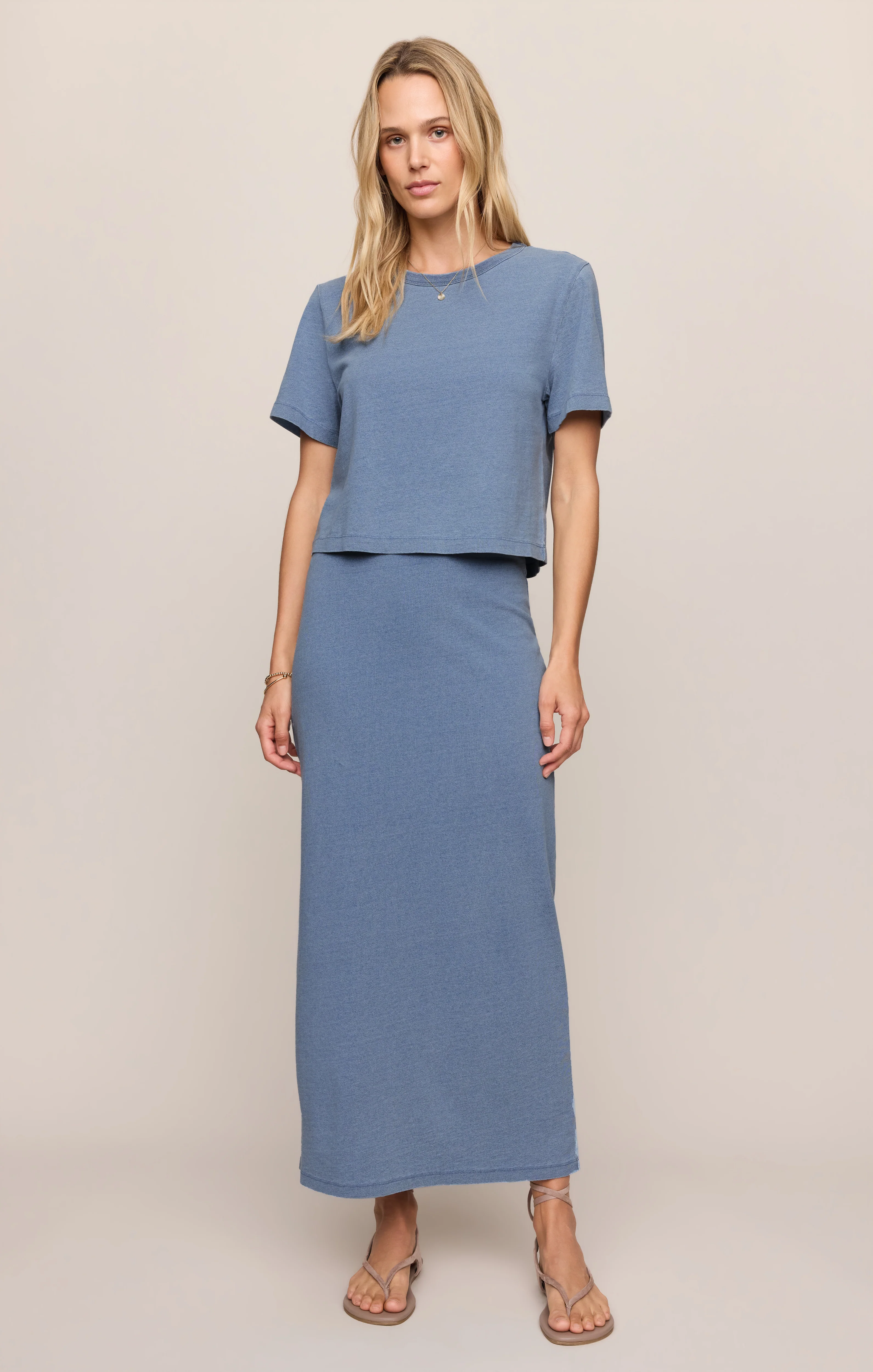 Gail Jersey Denim Midi Skirt - Image 29