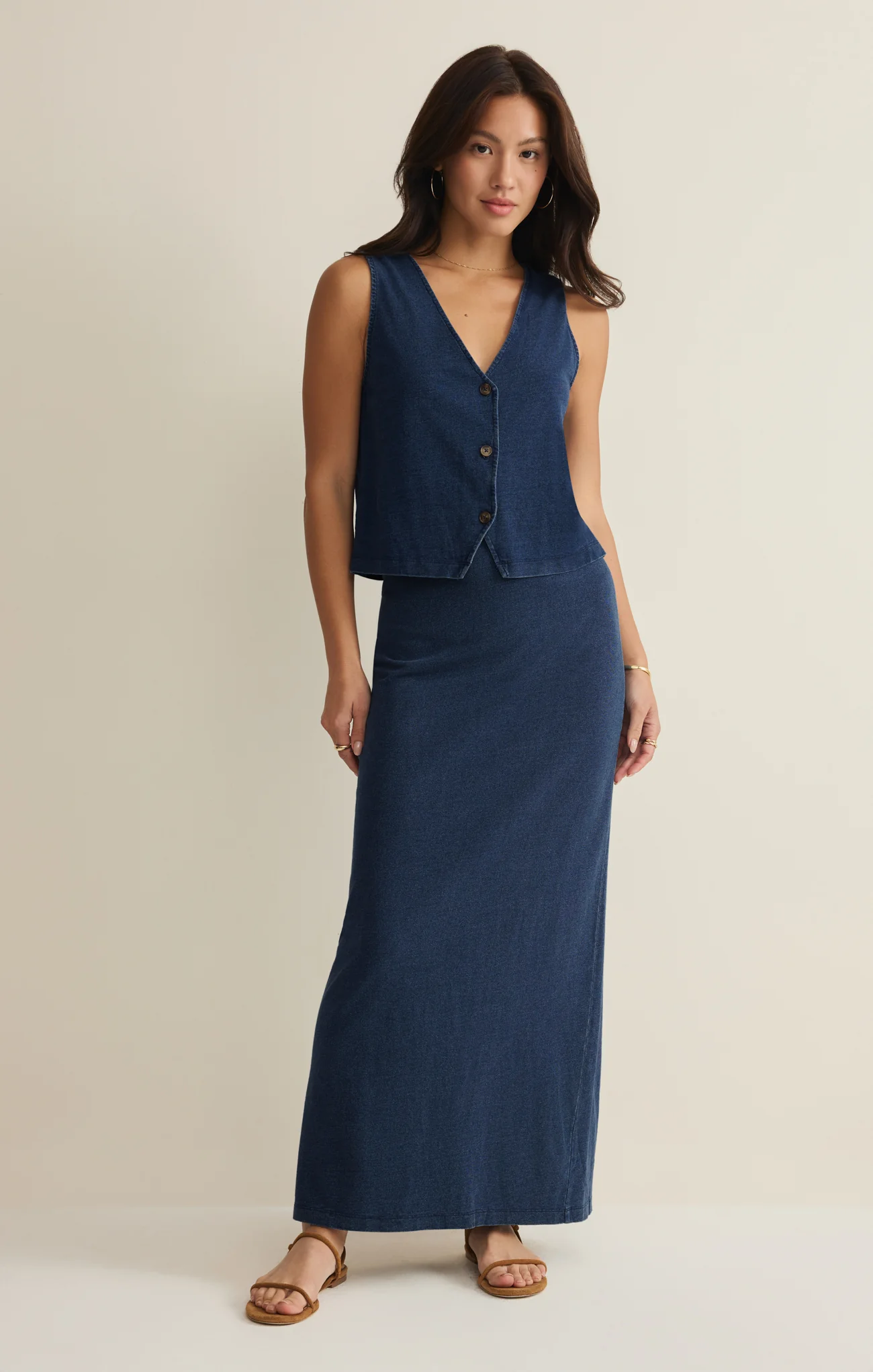 Gail Jersey Denim Midi Skirt - Image 6