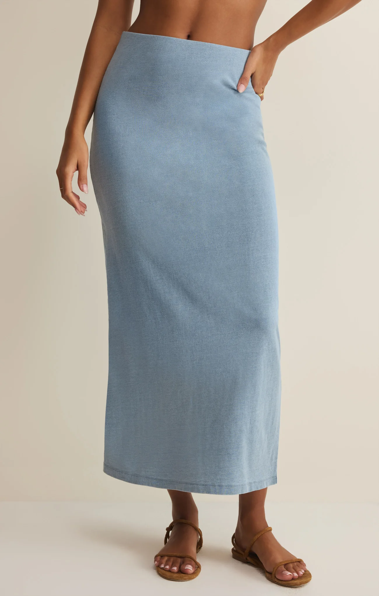 Gail Jersey Denim Midi Skirt - Image 7