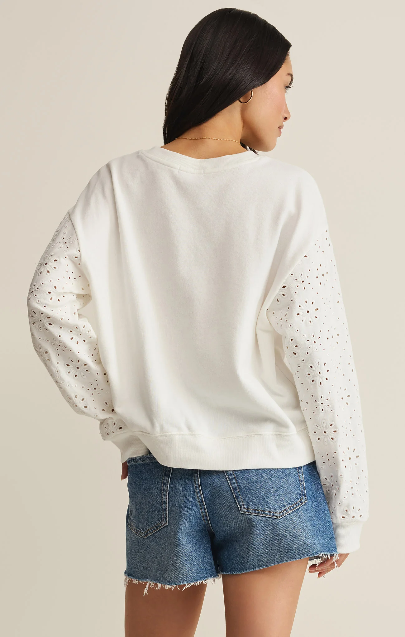 Mosaic Knit Eyelet Sweatshirt - Image 2