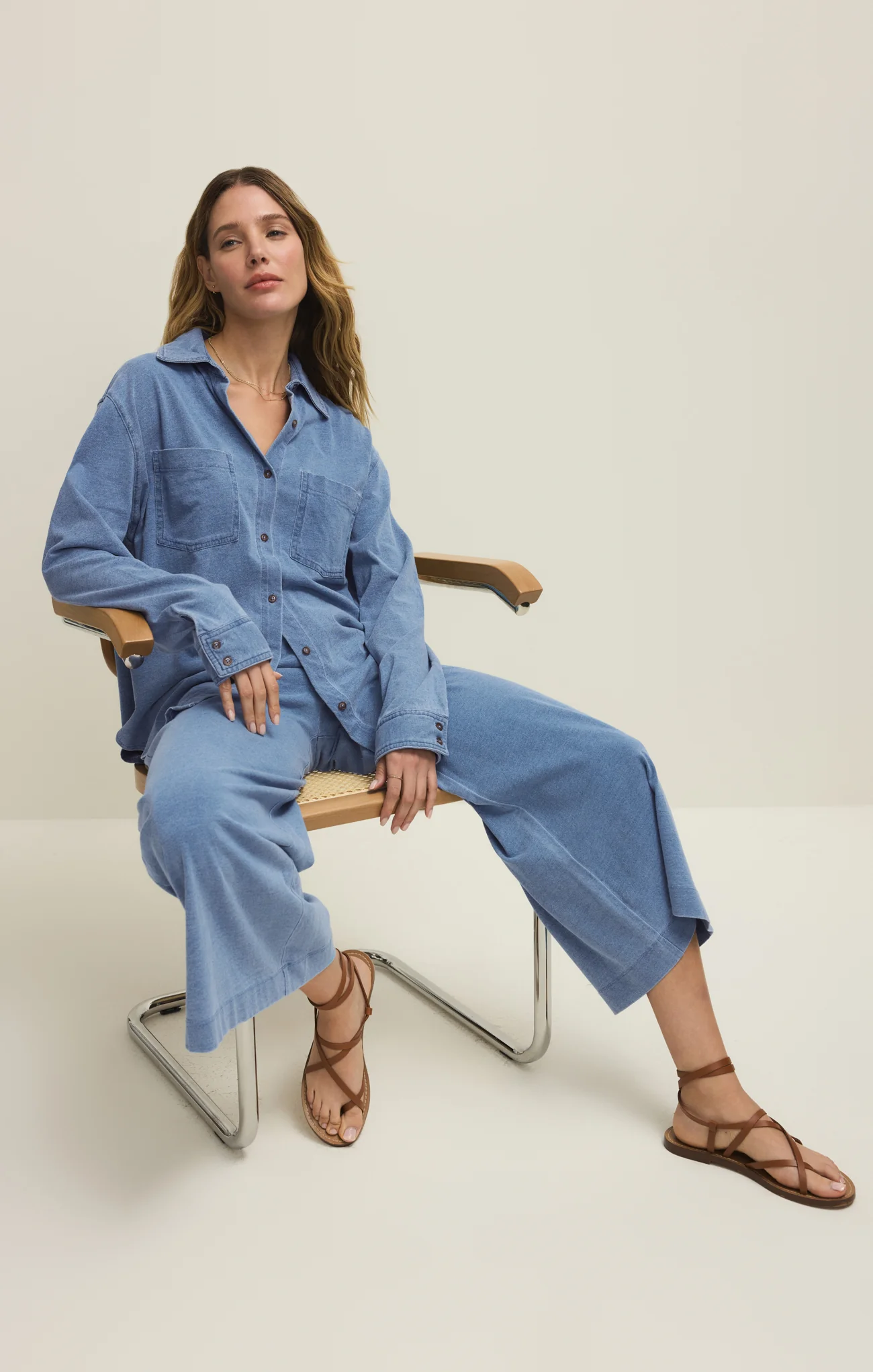 Reese Jersey Denim Button Up - Image 7