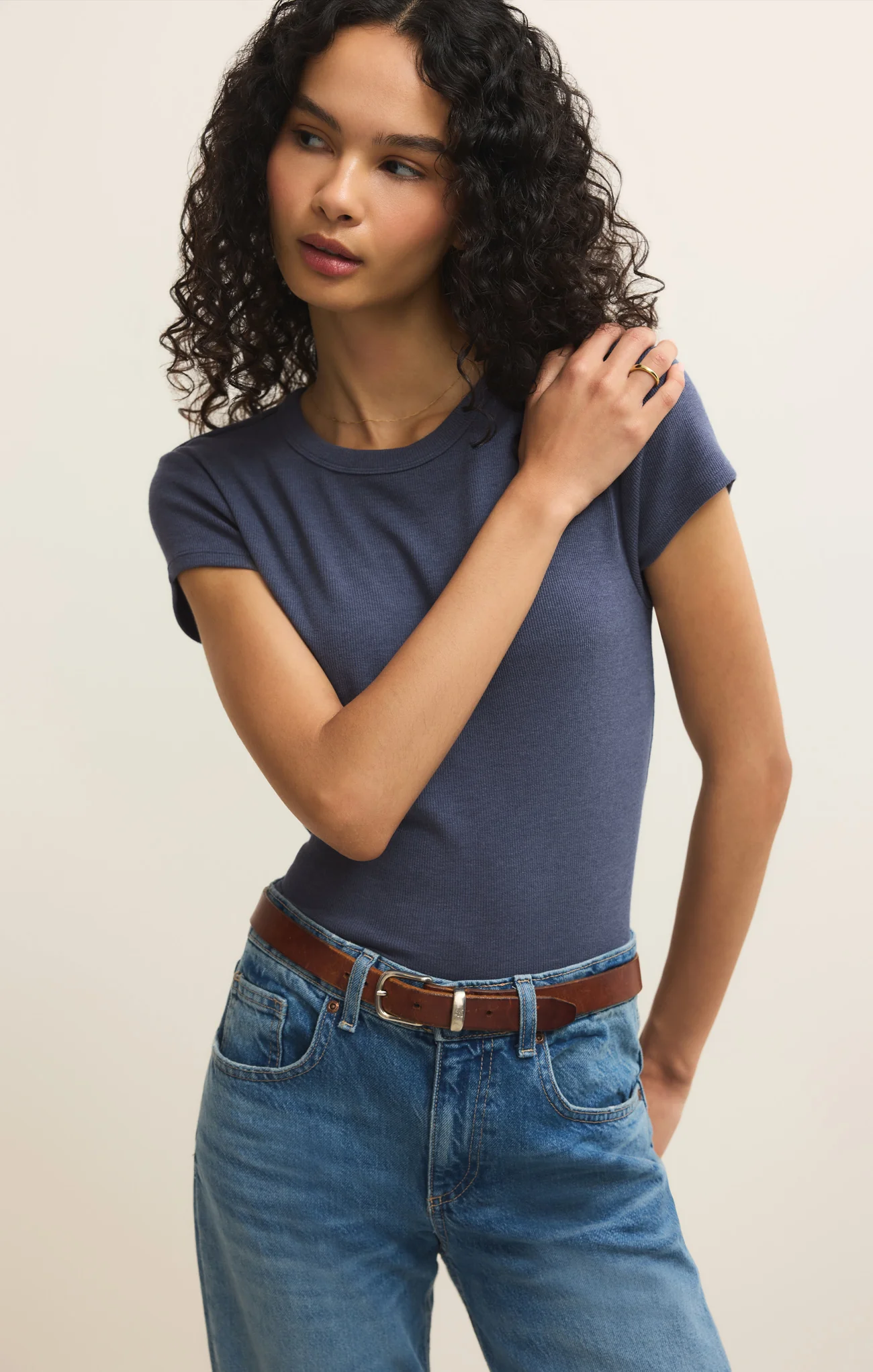 Renae Rib Short Sleeve Top - Image 3