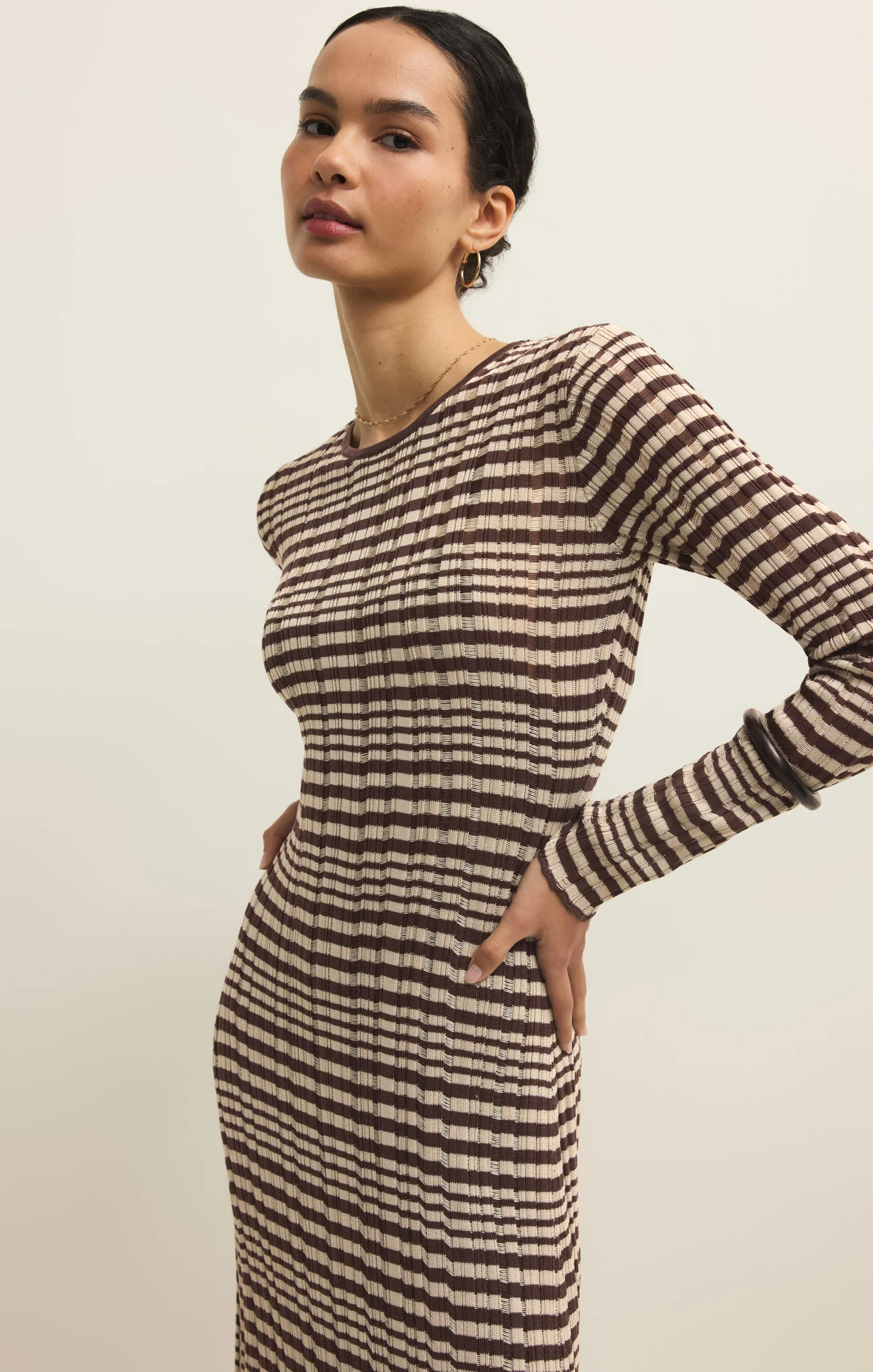 Rosetta Striped Rib Midi Dress - Image 4