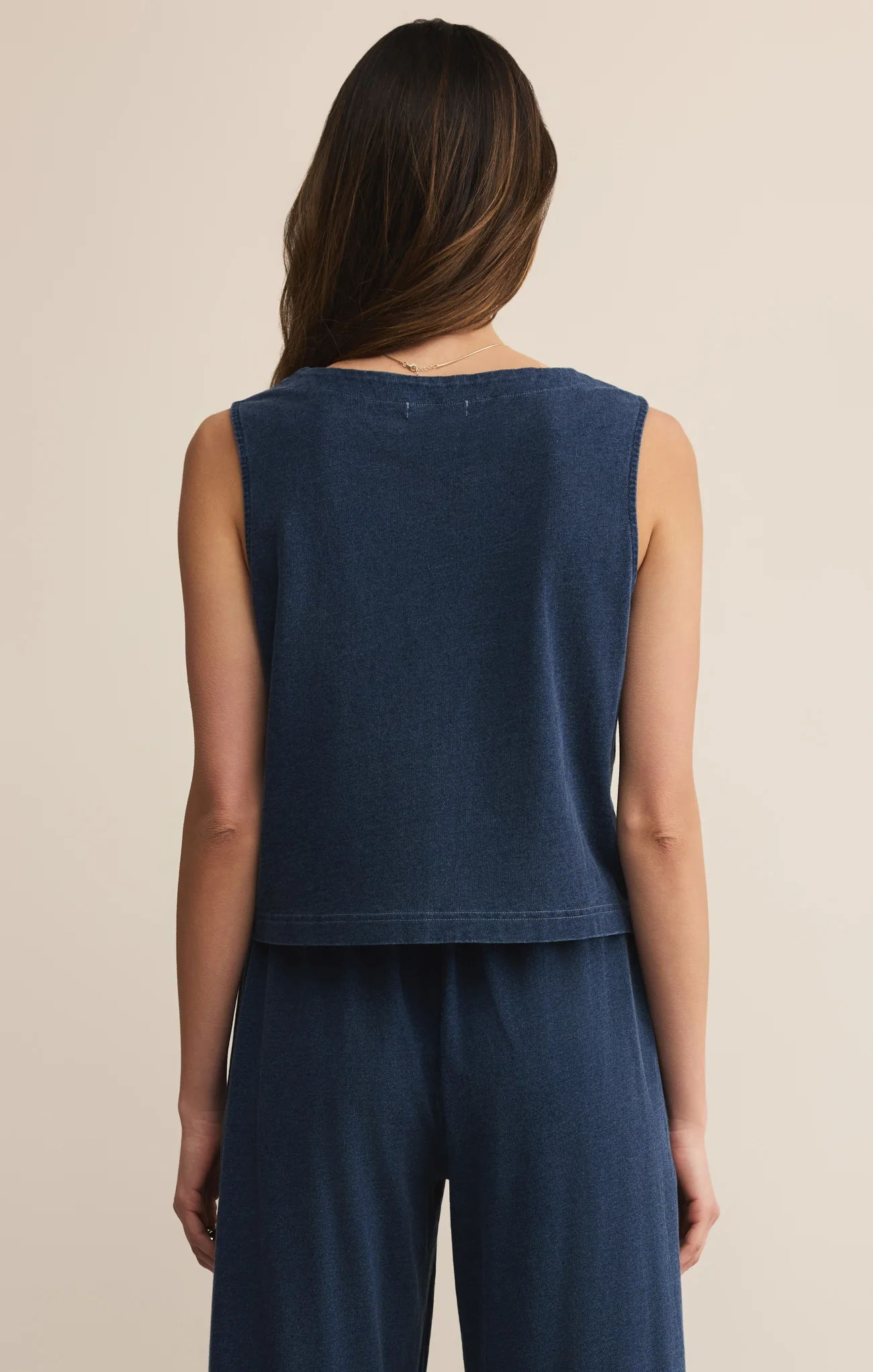 Solace V-Neck Jersey Denim Tank - Image 4