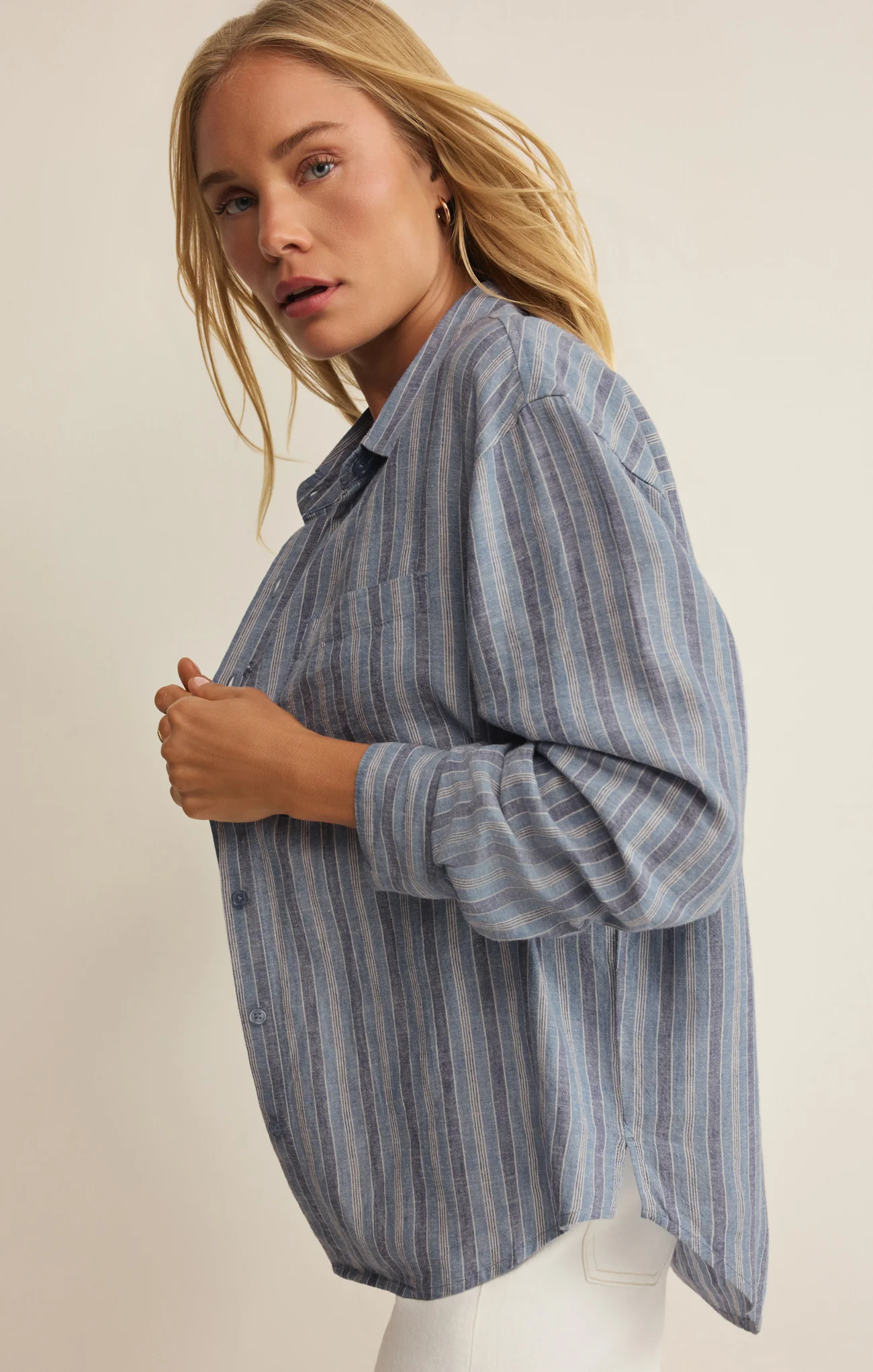 The Perfect Striped Linen Button Up - Image 22